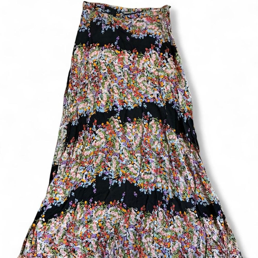 jane & Hudson Women's Boho double slit flowy maxi skirt